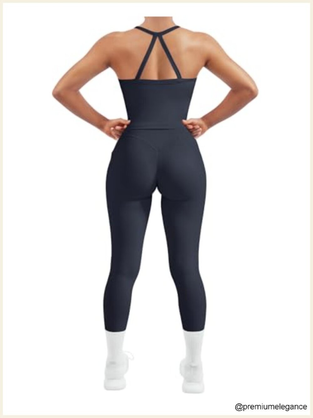 2 Piece Workout Set Compression Leggings with Pockets Halter Bra Tank Top